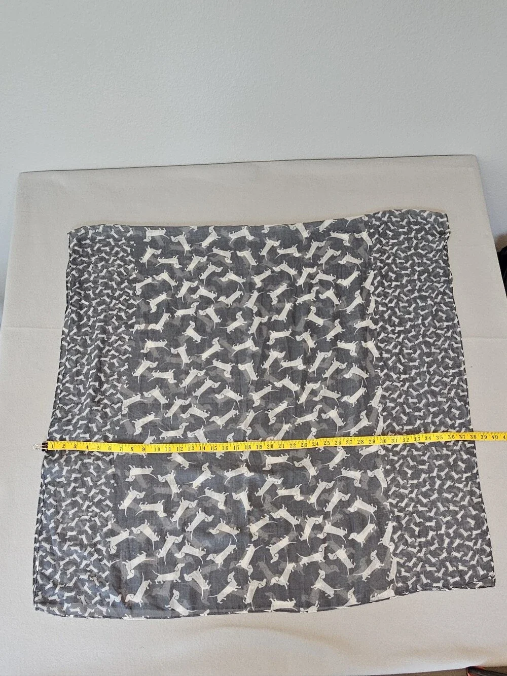 Grey Dachshund Print Scarf – Pre-Owned – Lightweight Dog Lover Accessory